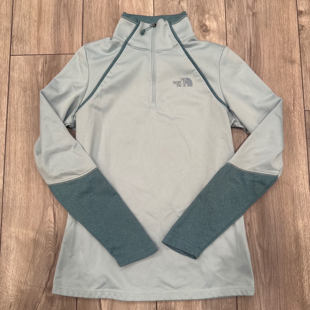 The North Face Womens Light Blue Quarter Zip‎ Pullover Top Athletic Size S P